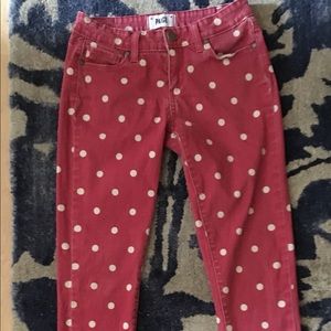 Paige Verdugo Ultra Skinny Red Polka Dot Jeans 26